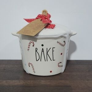 Rae Dunn Ceramic Bake Dish with Candy Cane Design